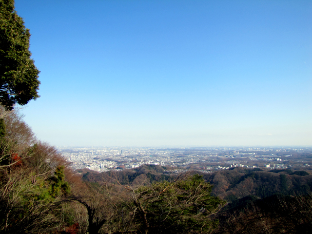 東の方、都心部は抜けるような青空の下に街が光っていました。